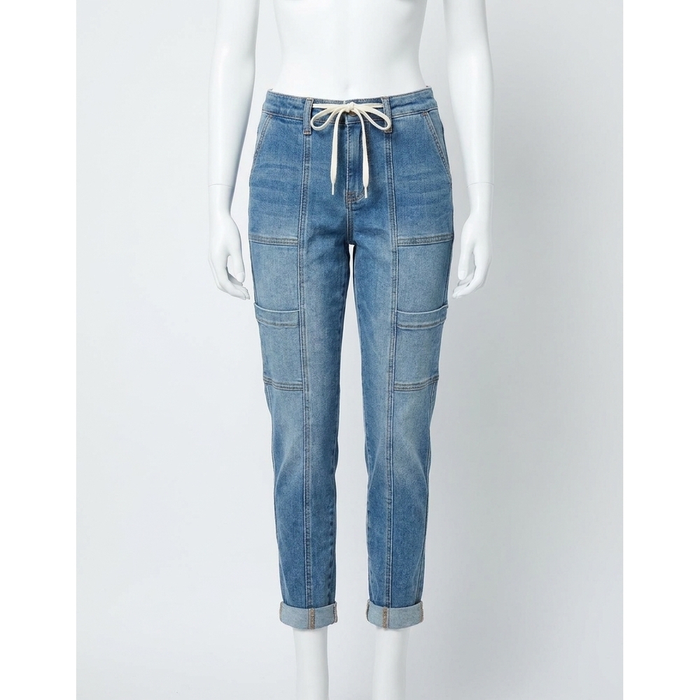 NEW JUDY BLUE on a roll jogger pants in medium wash